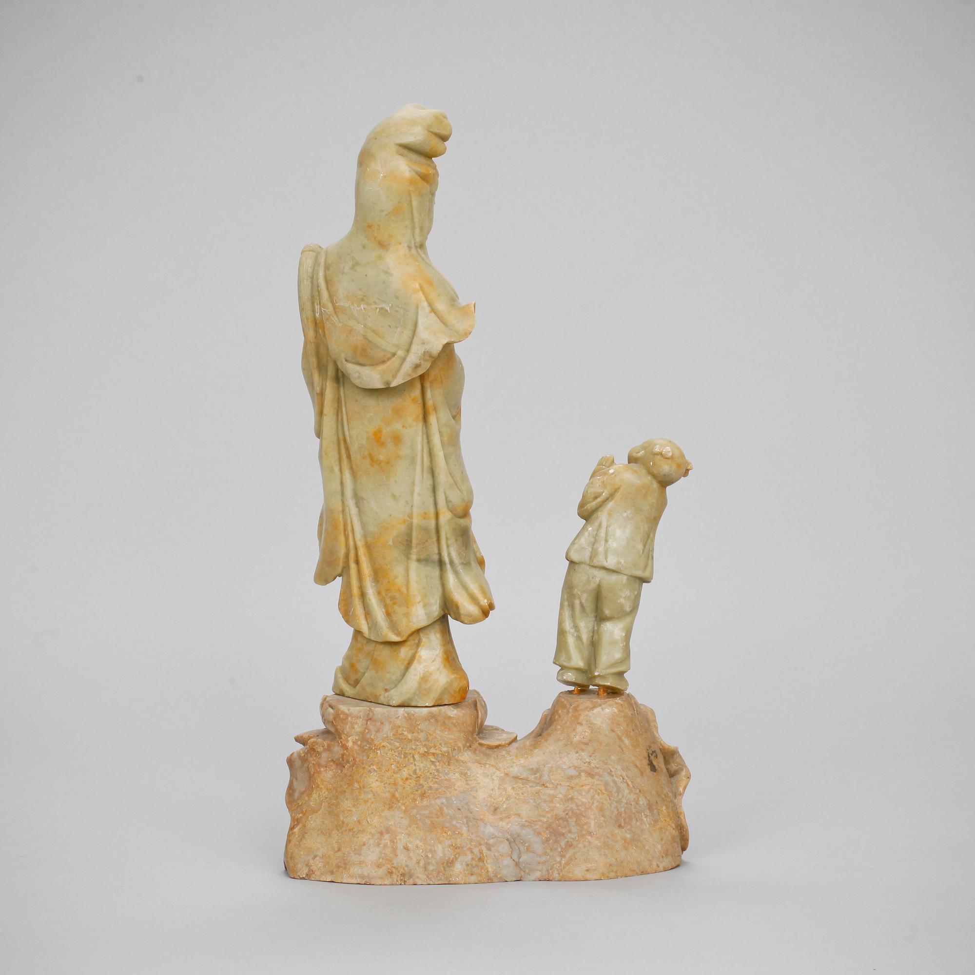 FIGURGRUPP, soapstone, Kina, sen Qing.