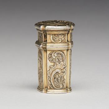 A Swedish Rococo silver-gilt snuff-box, unmarked.