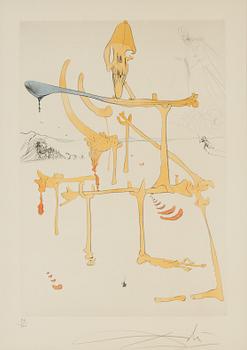 Salvador Dalí, torrnål kolorerad med stencil, 1975, signerad 29/300.