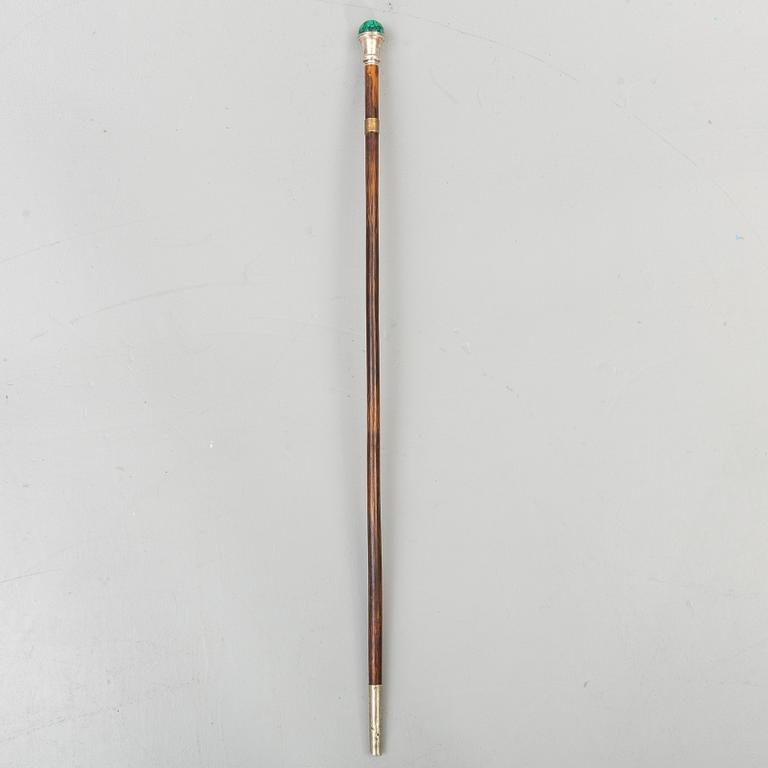 Käpp, ca 1900, England London, silver, malakit.