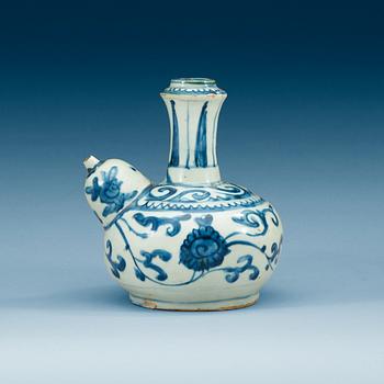 1856. A blue and white kendi, Ming dynasty, 17th Century.