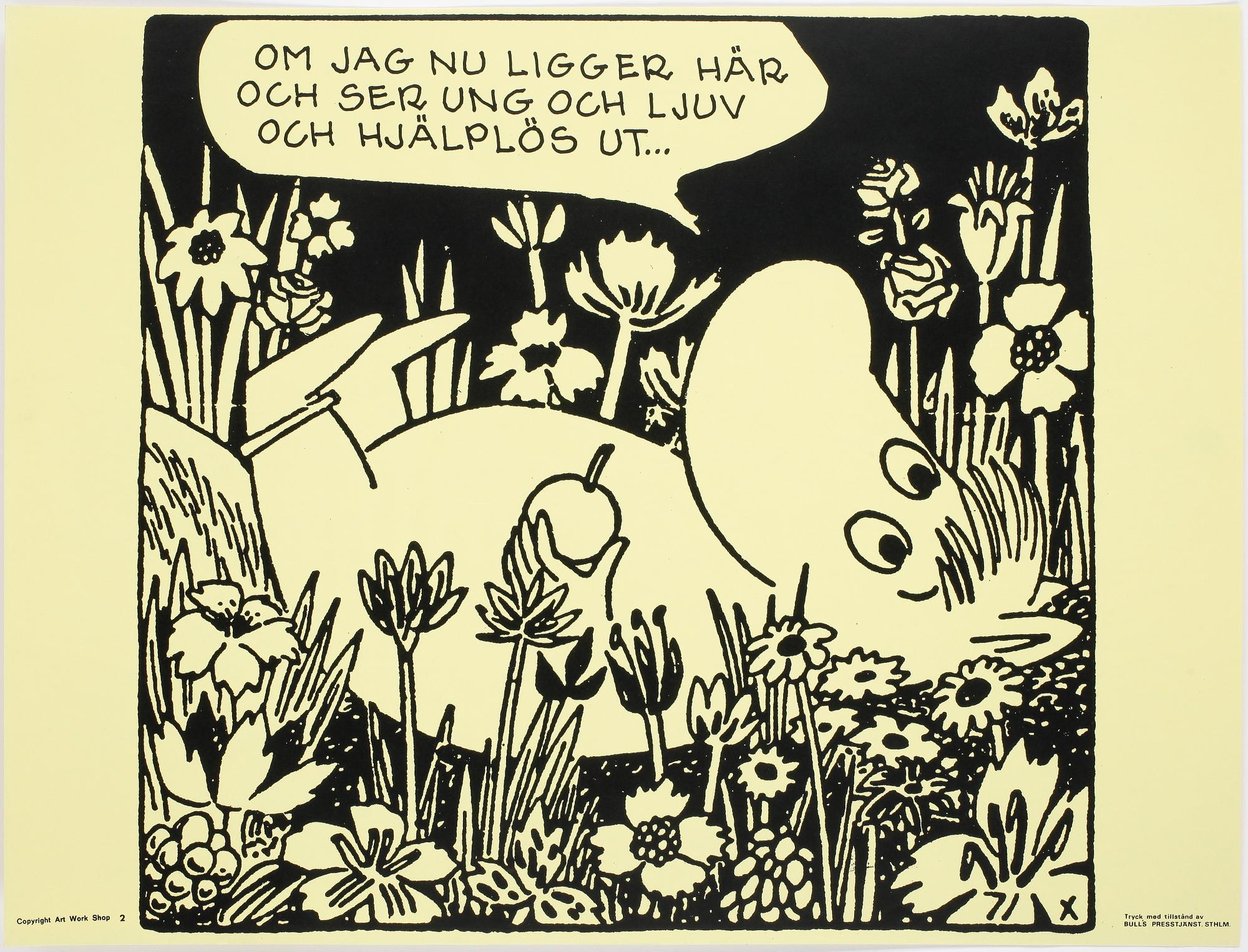 PLANSCHER, 6 st, Tove Jansson, Bulls Presstjänst, Stockholm, 1960-tal.