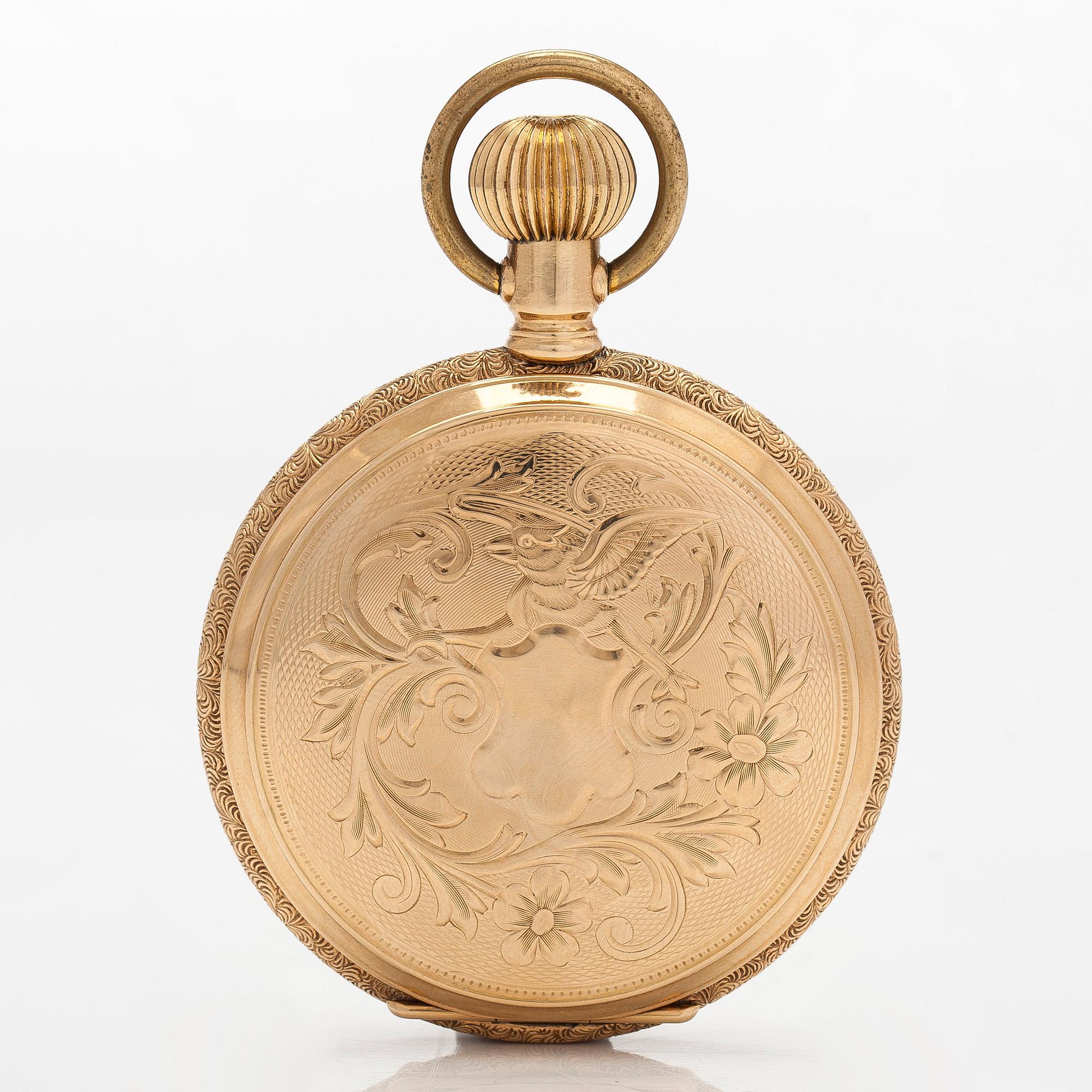 Waltham, pocket watch, hunter, 56.5 mm.