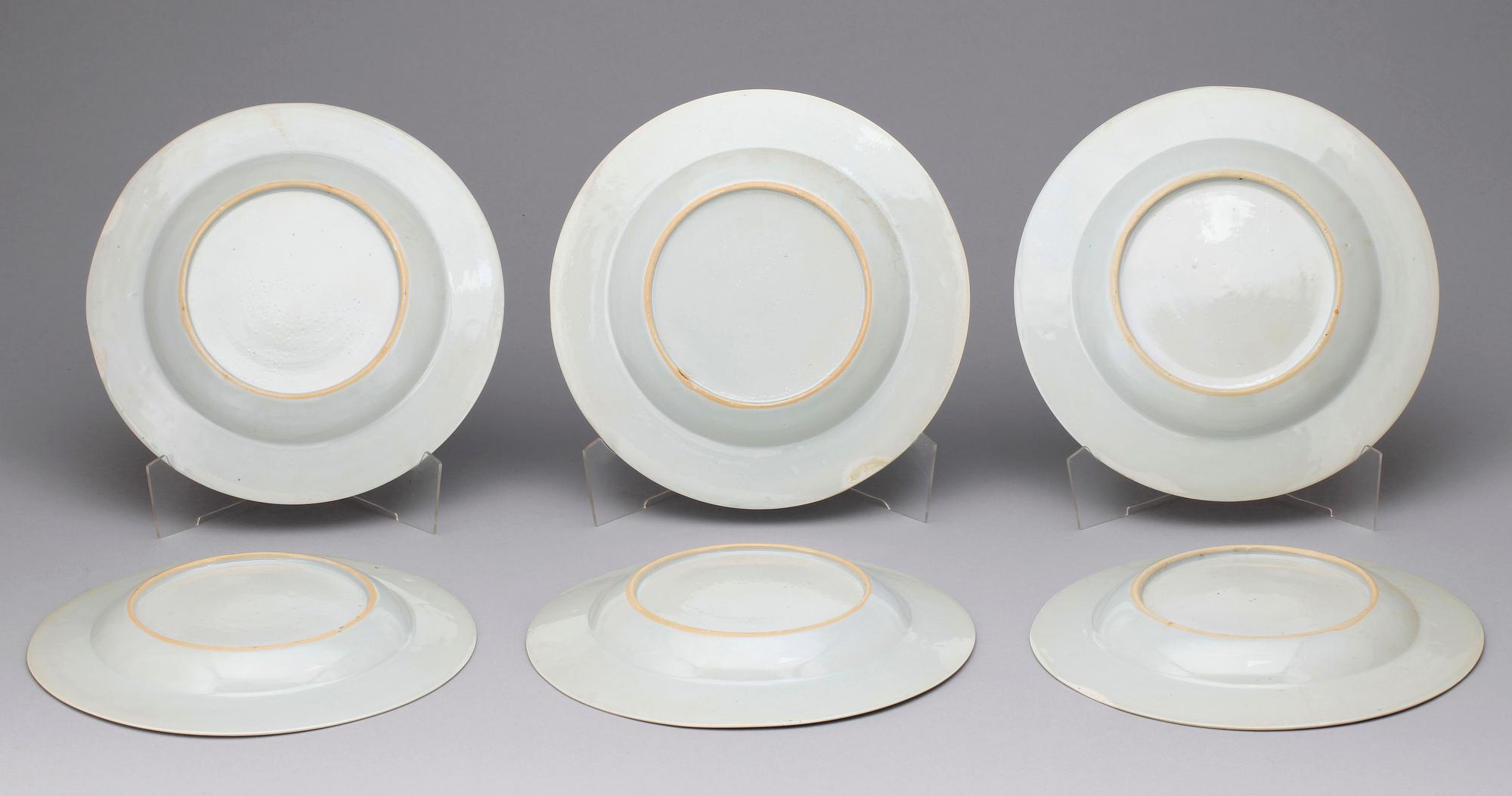 TALLRIKAR, 6 st, porslin, Qianlong, Kina, 1700-tal.