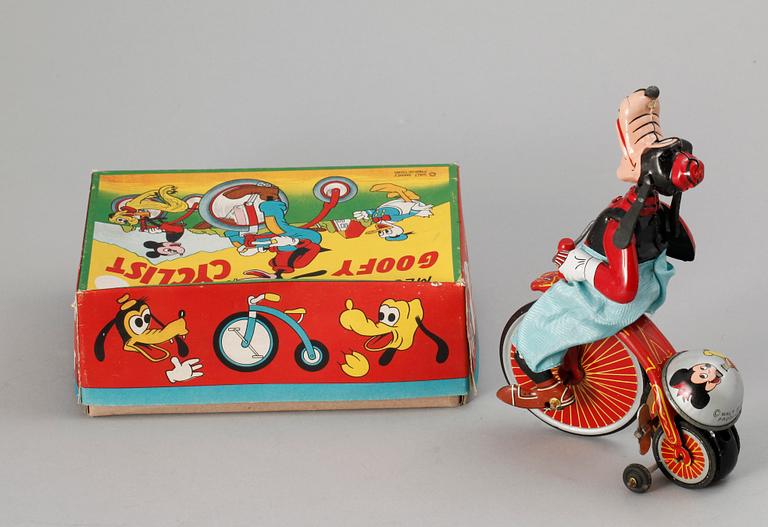 A Japanese Linemar Goofy cyclist, 1950s.