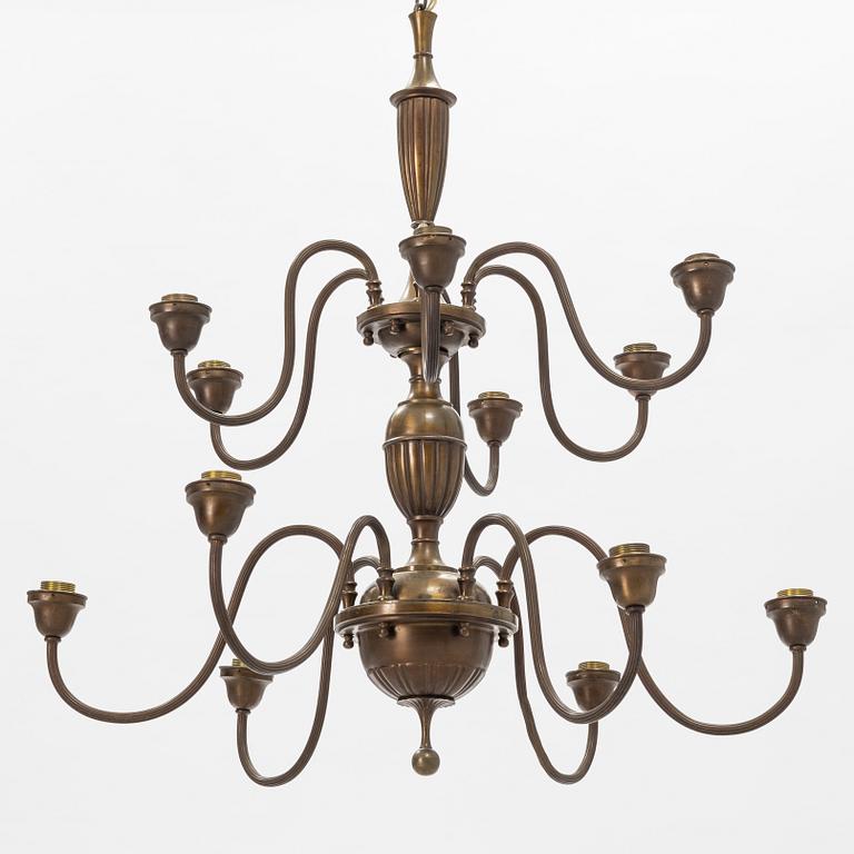 A brass ceiling light, first half of the 20th Century.