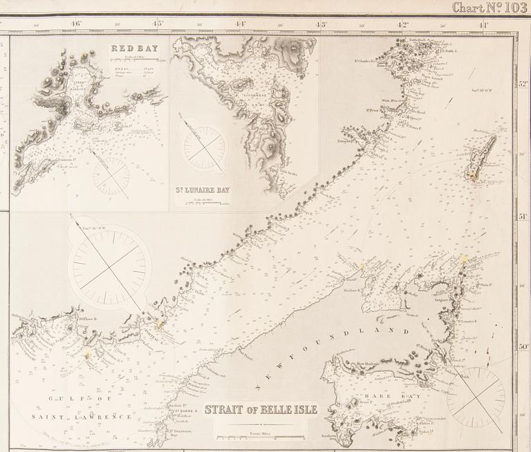 Nautical Chart of the 'Coast of North America between the Strait of Belle Island to Cape Cod', James Imray and Son 1890.