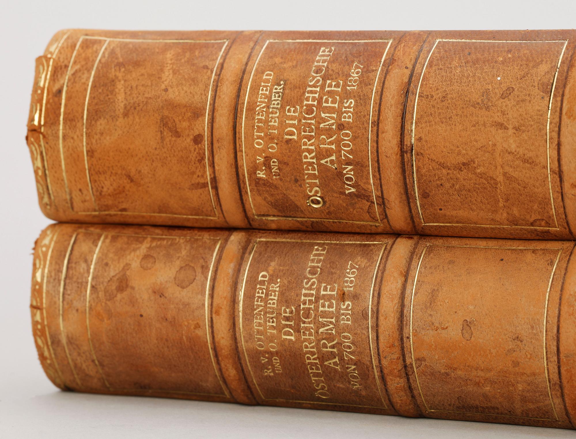 BOKVERK, 2 vol, "Die Öesterreichisch Armee 1700-1867", av Oscar Teuber, Wien 1895.