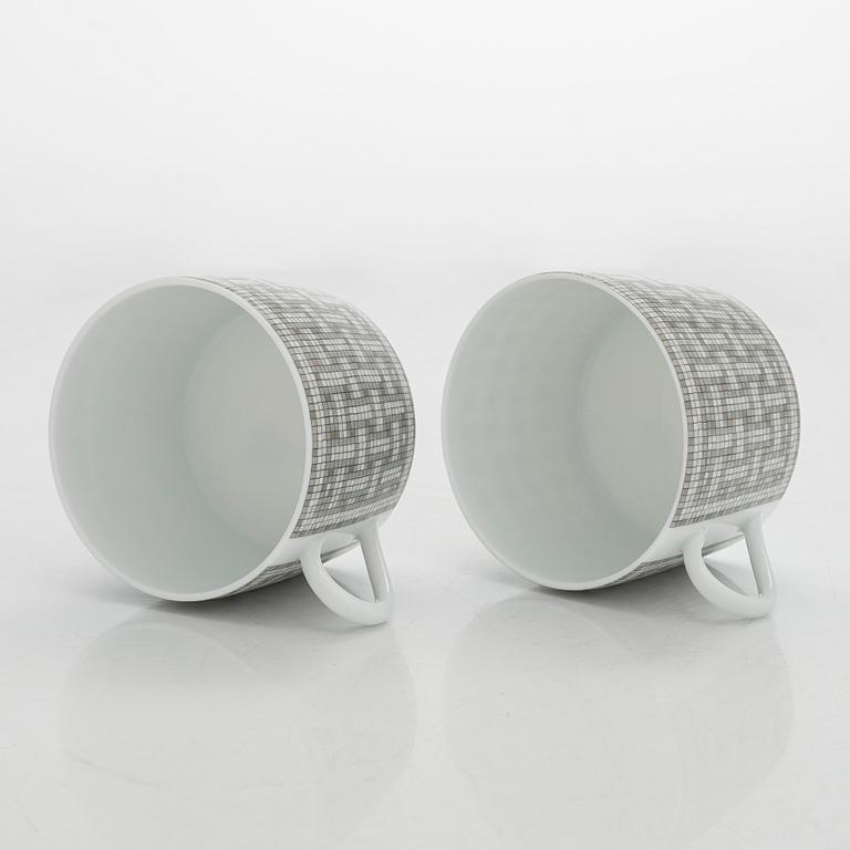 Hermès, cups with saucers, a pair, "Mosaique au 24".