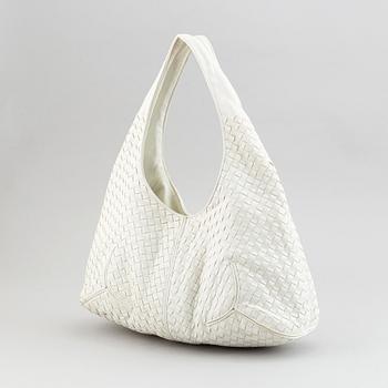 Bottega Veneta, a white intrecciato leather hobo bag.
