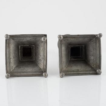 A pair of Empire pewter candlesticks, mark of Sven Ekström, Norrköping 1823.