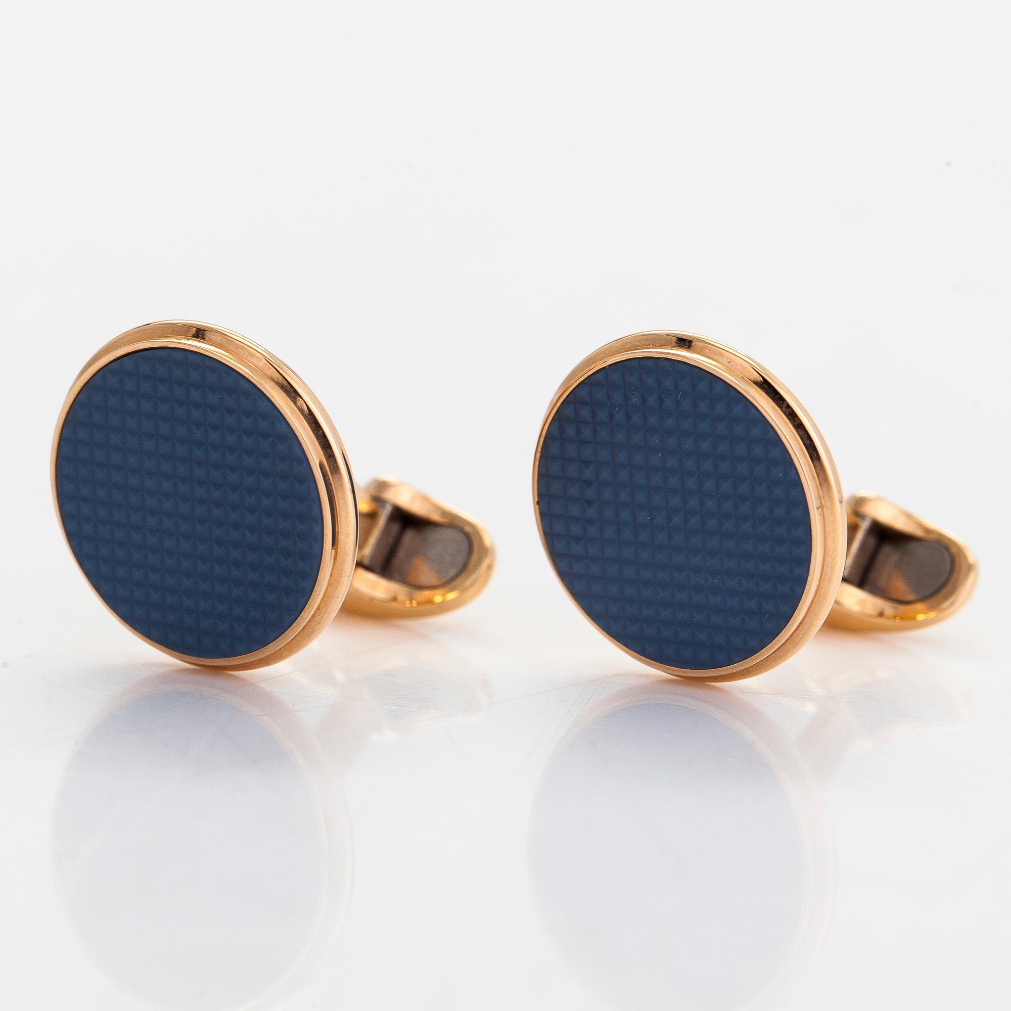 Manschettknappar, 18K guld och agat, Emil Kraus, Tyskland.