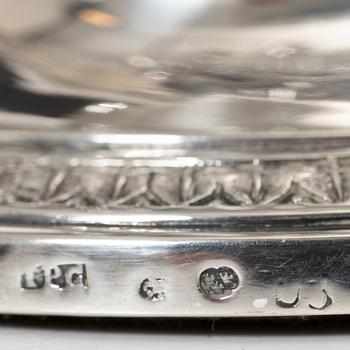 Empire, Johan Petter Grönvall, ljusstakar, ett par, silver, Stockholm 1826.