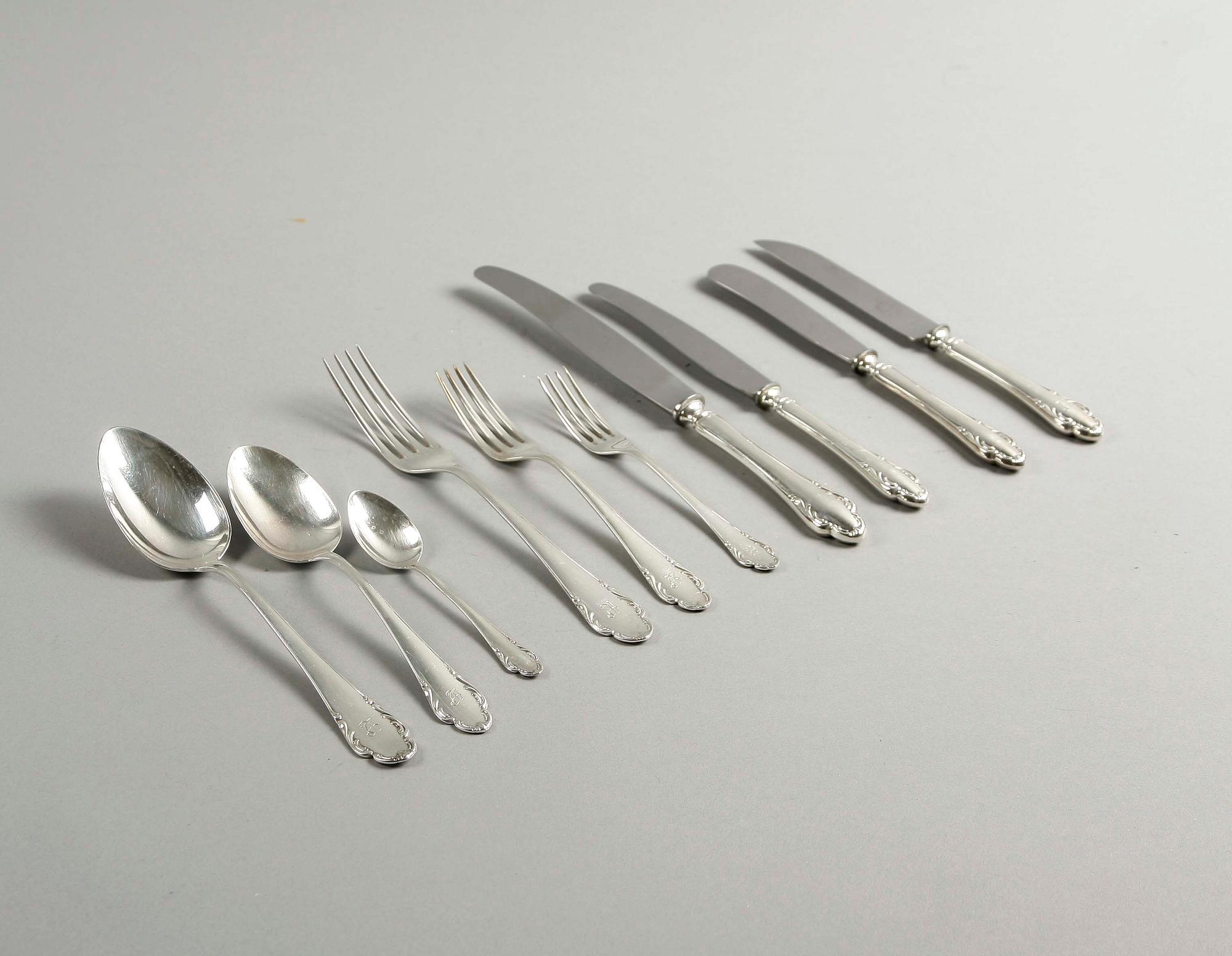 BESTICK, uppsättning, 97 delar, silver, "Haga", Skandia, Stockholm 1940-tal.