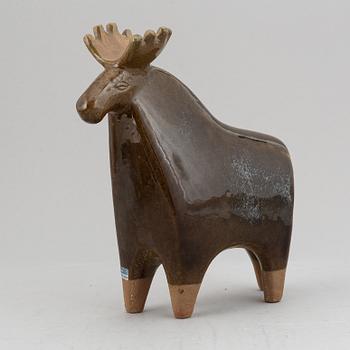 Lisa Larson. Two stone ware figurines in the shape of a cat and a moose, Designed in 1957 for Gustavsberg.