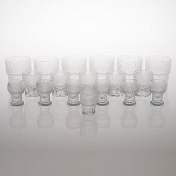 Eighteen glasses of the series Paadar, Kekkerit and Aslak for Iittala.