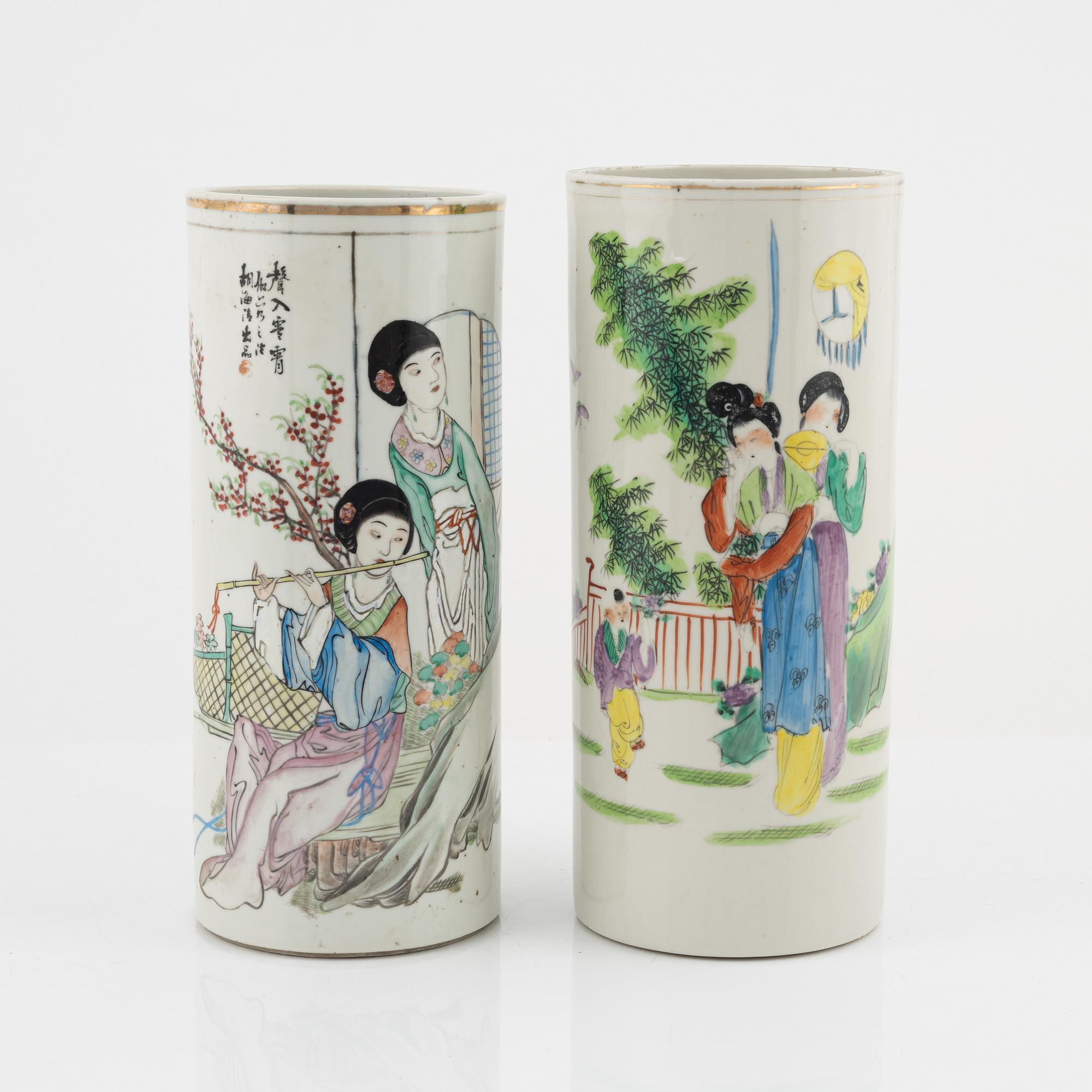 Two famille rose vases, China, 20th Century.