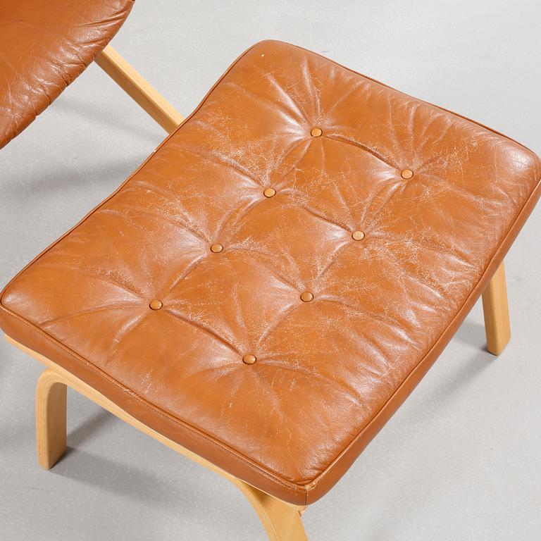 A lounge chair with foot stool from Göte Möbler in Nässjö, second half of the 20th century.