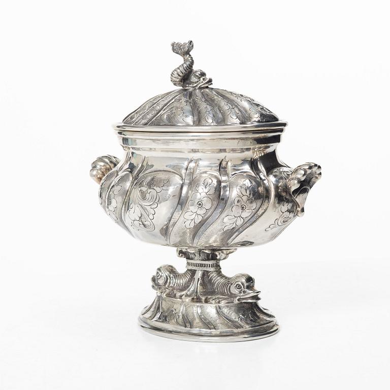 Empire-style sugar bowl on a foot, 20th century.