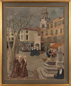 Acke Hallgren, "Domkyrkan", motiv från Piazza Muccioli, San Remo.