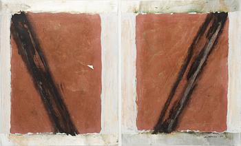 Jan Håfström, diptyche, mixed media on papaer,  signed and dated 1980.