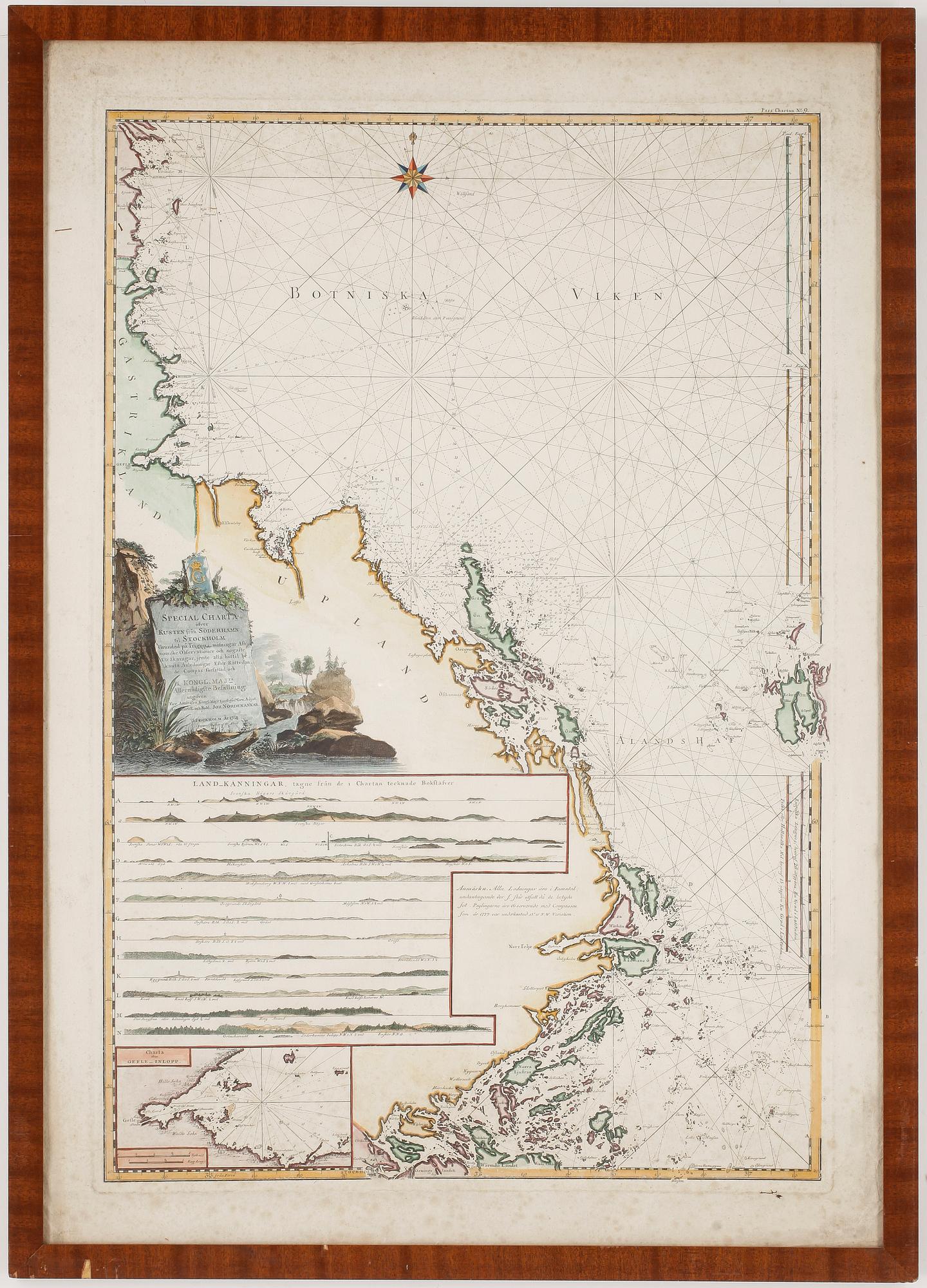 KARTA, Handkolorerad gravyr, Fredrik Akrel, 1788.