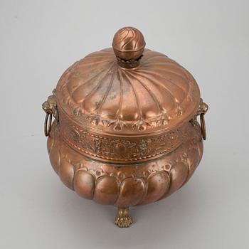 SKÅL samt LOCK, koppar, sekelskiftet 1800/1900.