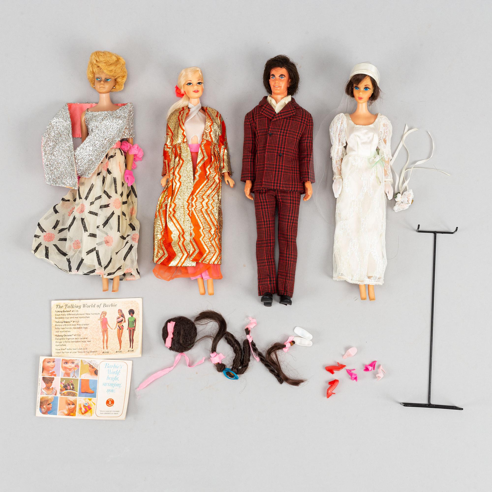 A collection of four Mattel 1960's /70's Barbiedolls with accessories.