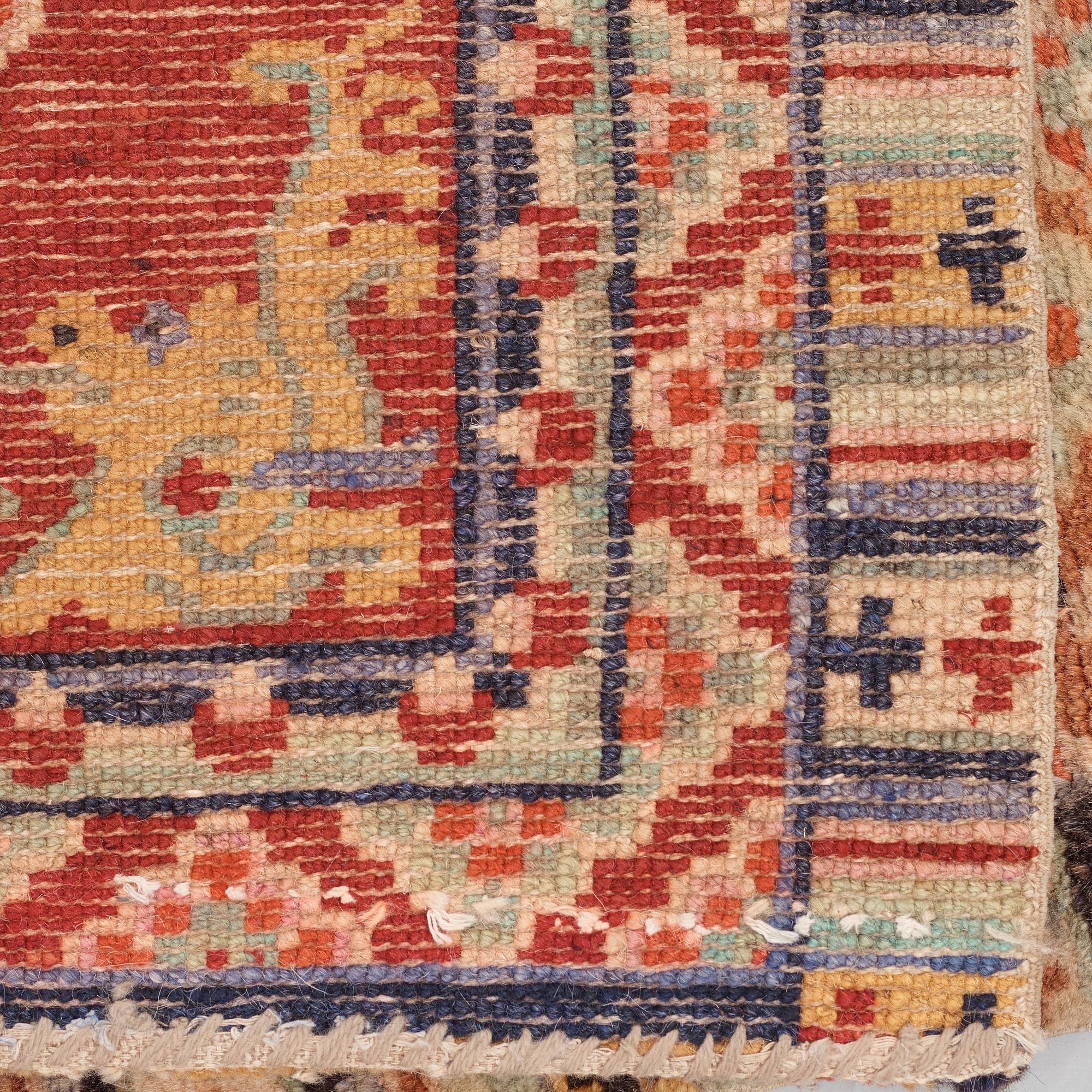 MEDITATION RUGS, 1 pair, old/semi-antique China, ca 199 x 73,5 and 200,5 x 71,5 cm.