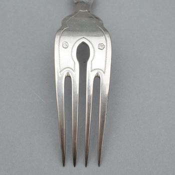 FISKBESTICK, 24 delar, silver, Österrike-Unger, tidigt 1900-tal. Vikt ca 1139 gram.