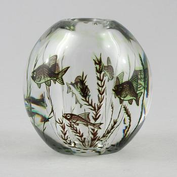 VAS, glas, fiskgraal, Edward Hald, Orrefors, signerad,omkring  1900-talets mitt.