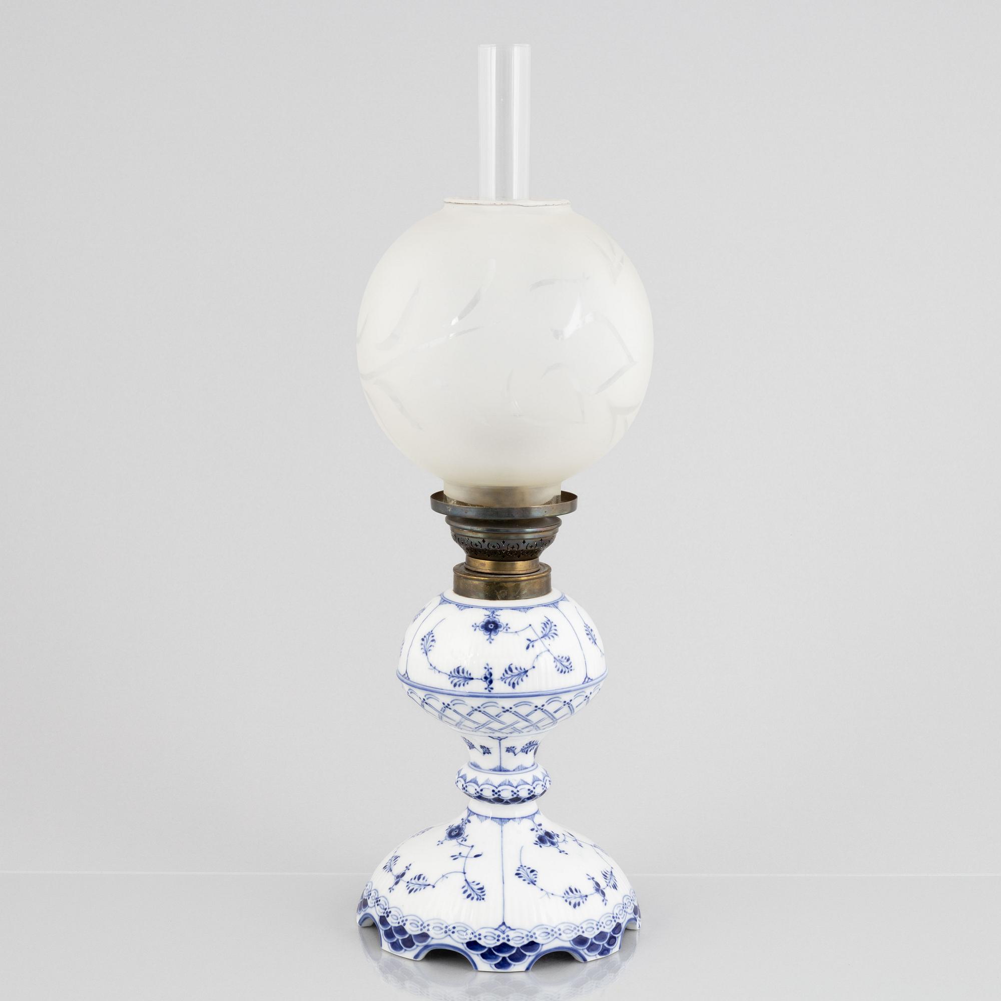 A 'Blue Fluted Half Lace' porcelain lantern, Royal Copenhagen, 1893-1900.