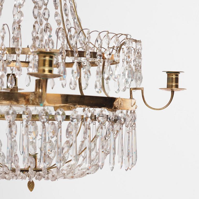 A late Gustavian five-light chandelier, late 18th century.