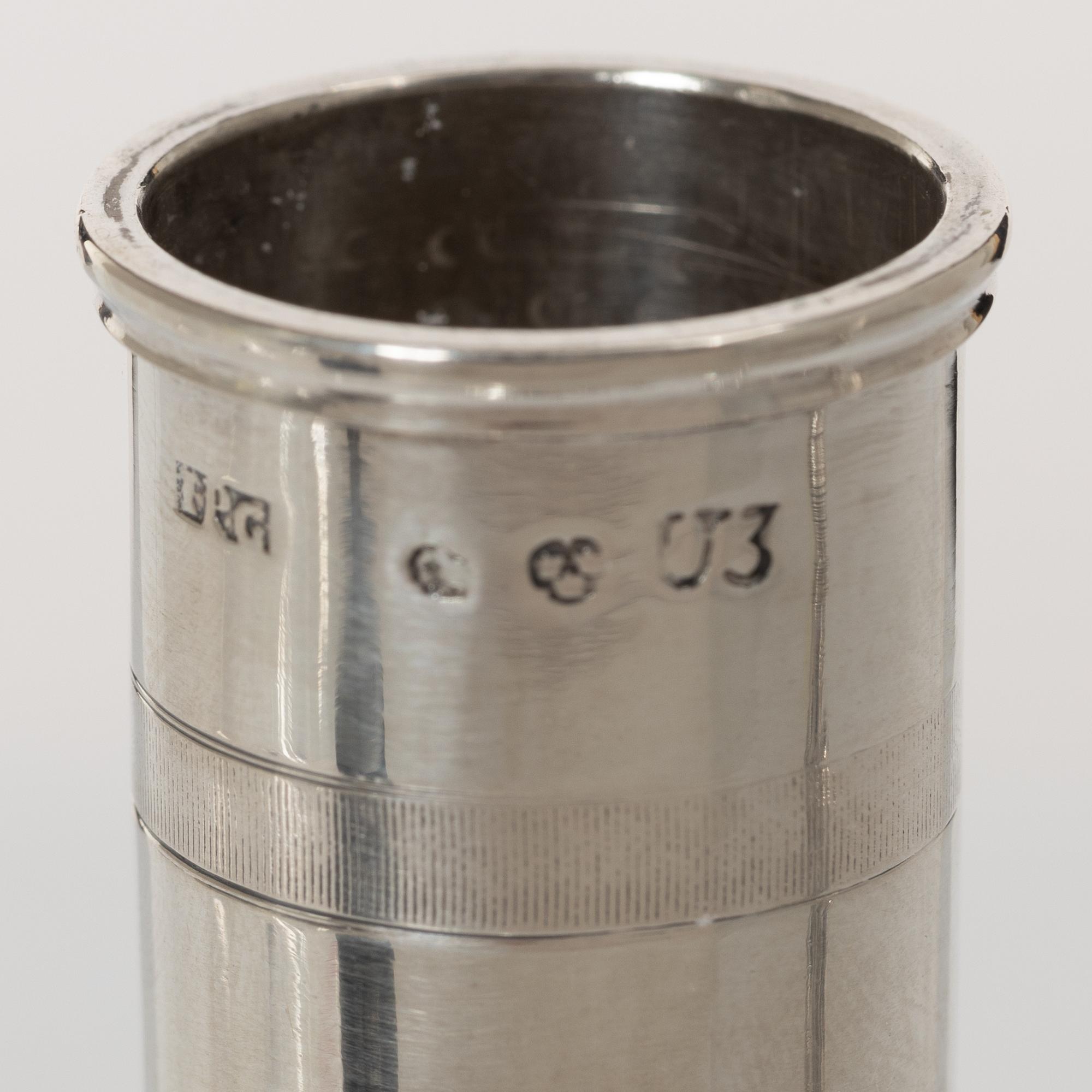 Empire, Johan Petter Grönvall, ljusstakar, ett par, silver, Stockholm 1826.