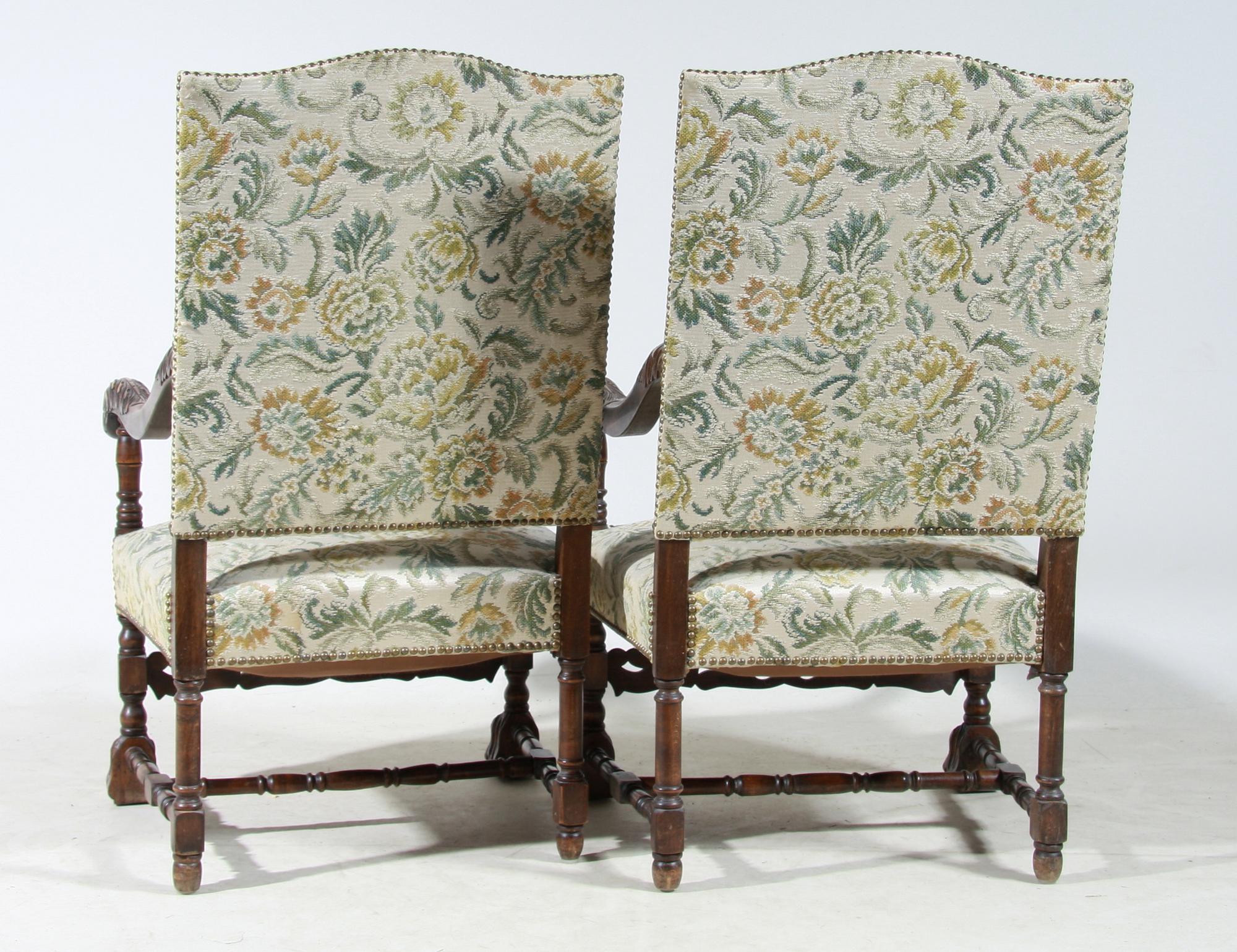 KARMSTOLAR, ett par, barockstil, 1930-tal.