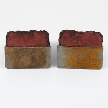 Two book ends made from Chinese wooden deocrative ornaments, early 20th Century.