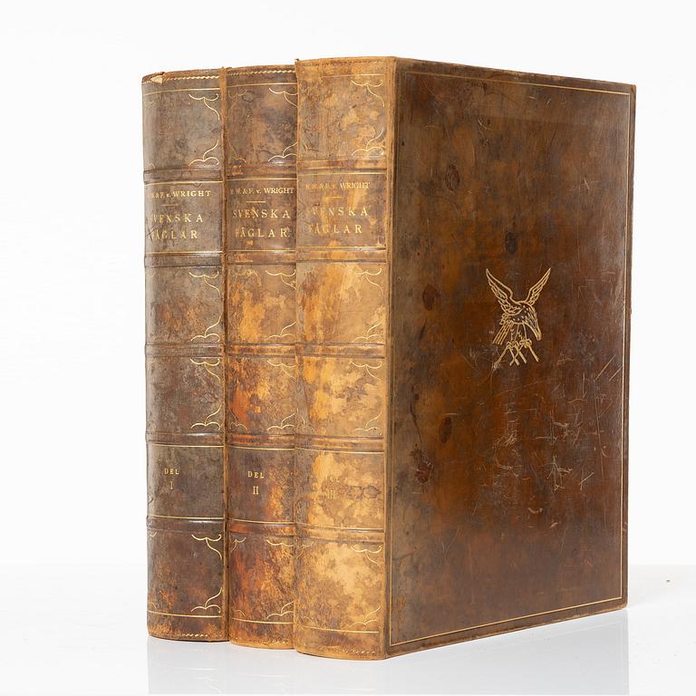 Bröderna von Wright, bokverk, 3 band, "Svenska fåglar", A. Börtzells tryckeri AB, Stockholm, 1927-1929.