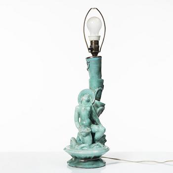 Allan Ebeling, a glazed ceramic table lamp, Torshälla 1932.