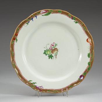 A set of four famille rose dinner plates, Qing dynasty, Qianlong (1736-95).