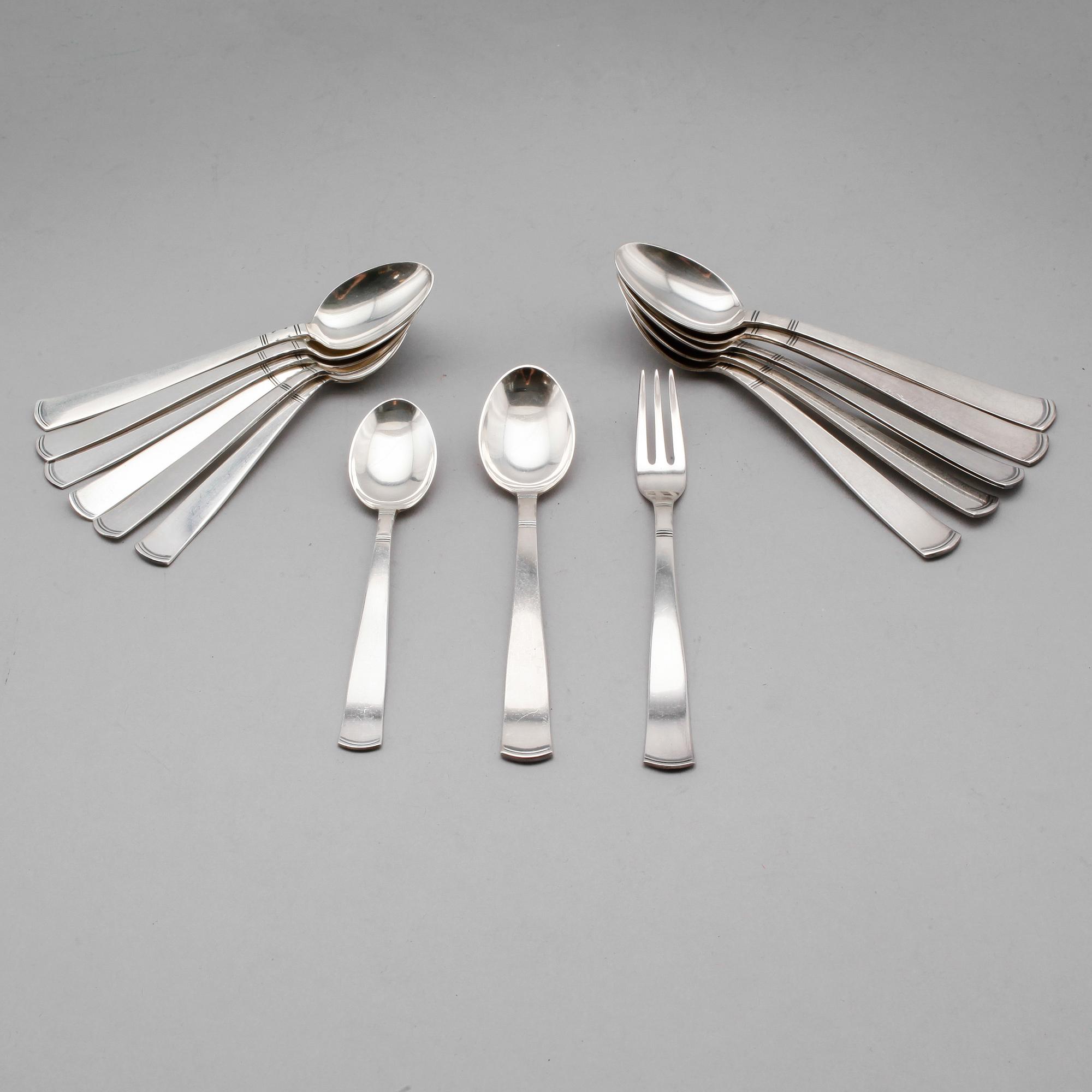 BESTICK, 14 delar, silver, GAB, 1950-/60-tal. Vikt ca 190 gram.