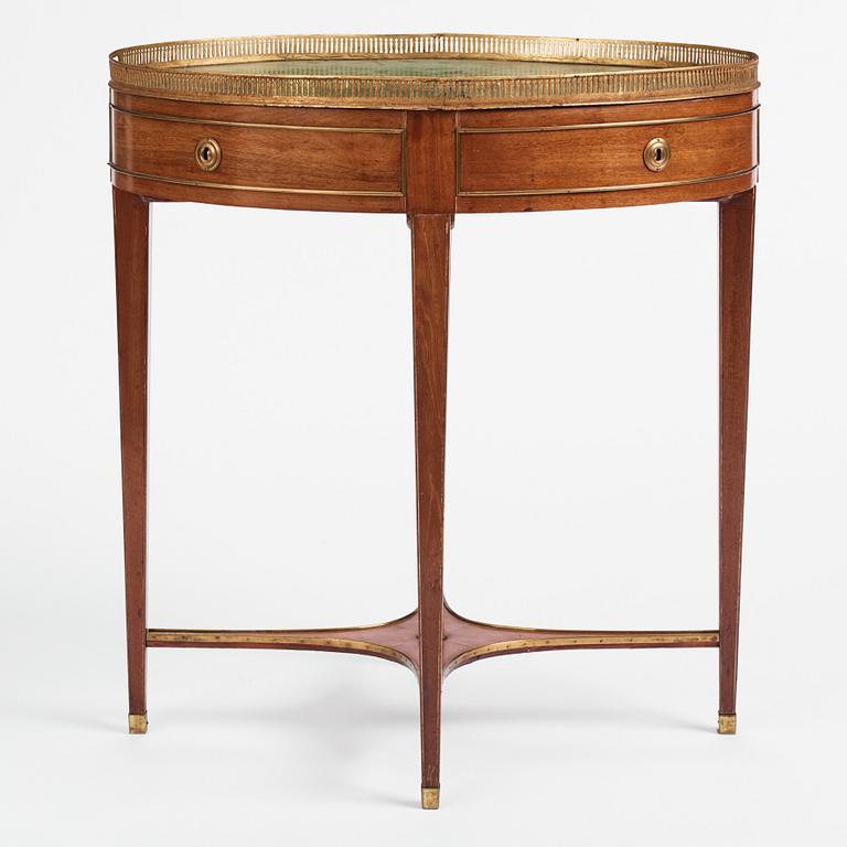 A late Gustavian mahogany and tôle-peinte tray-table by A. Scherling (master in Stockholm 1771-1809).