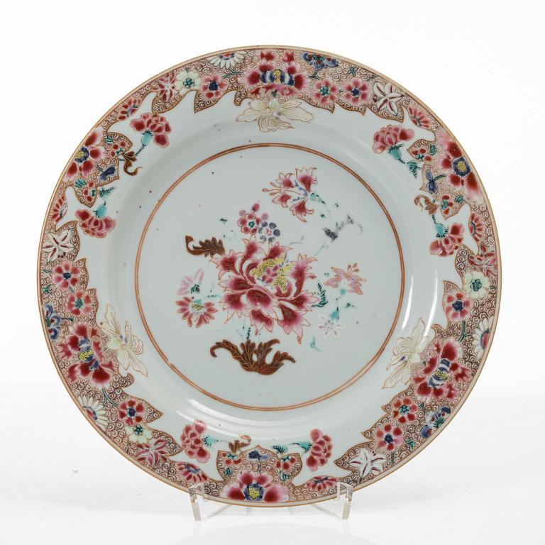 Tallrikar, 7 st,  Kina, Qingdynastin, Qianlong (1736-95).