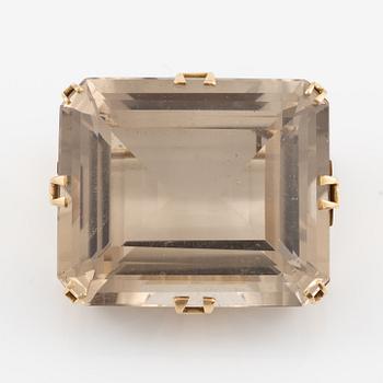 Brosch, 14K guld med rökkvarts, Finland.