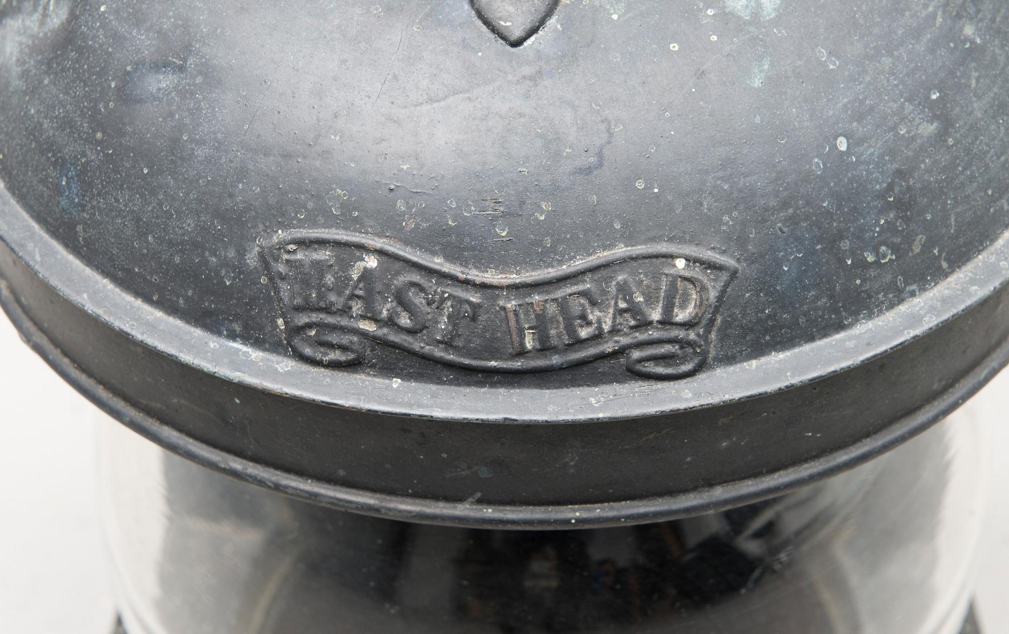 BÅTLYKTA, plåt och glas, Mast Head, Birmingham, England 1900-talets första hälft.