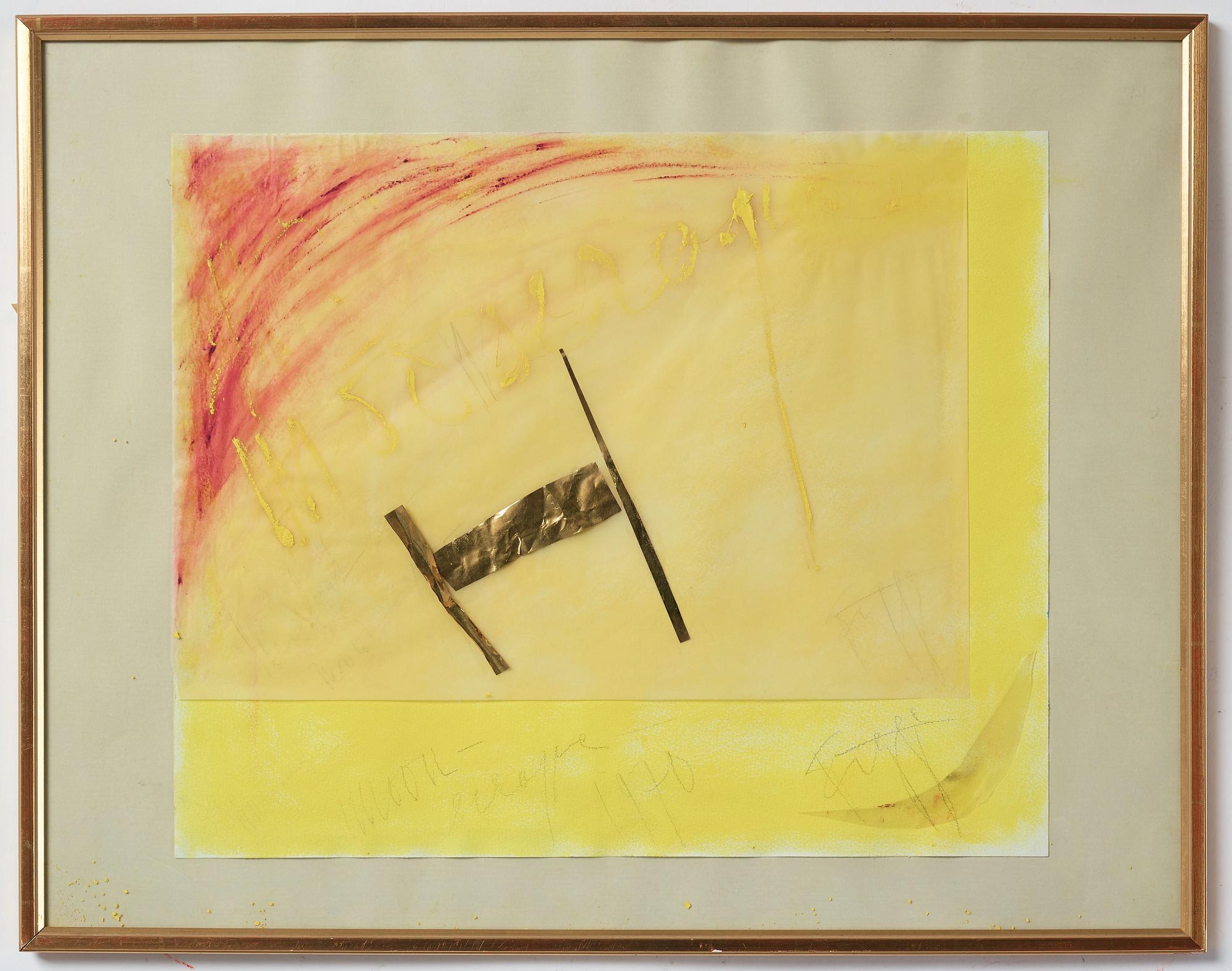 EDDIE FIGGE, blandteknik med collage, signerad Figge och daterad 1970.
