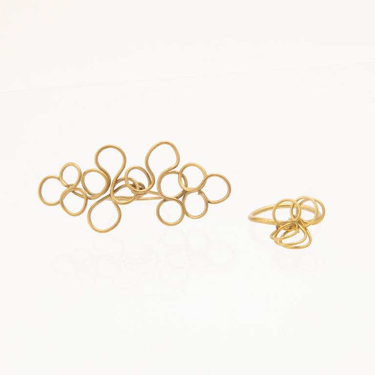 Berit Johansson, bangle and rings 4 pcs brass.