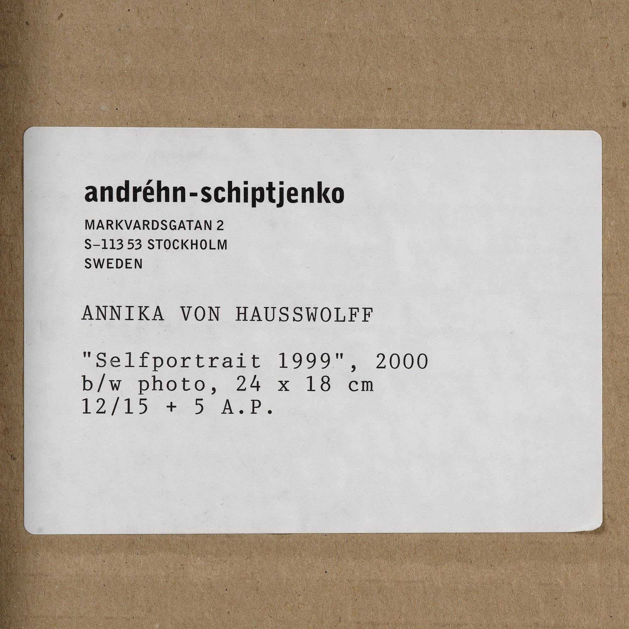 Annika Elisabeth von Hausswolff, "Selfportrait 1999".