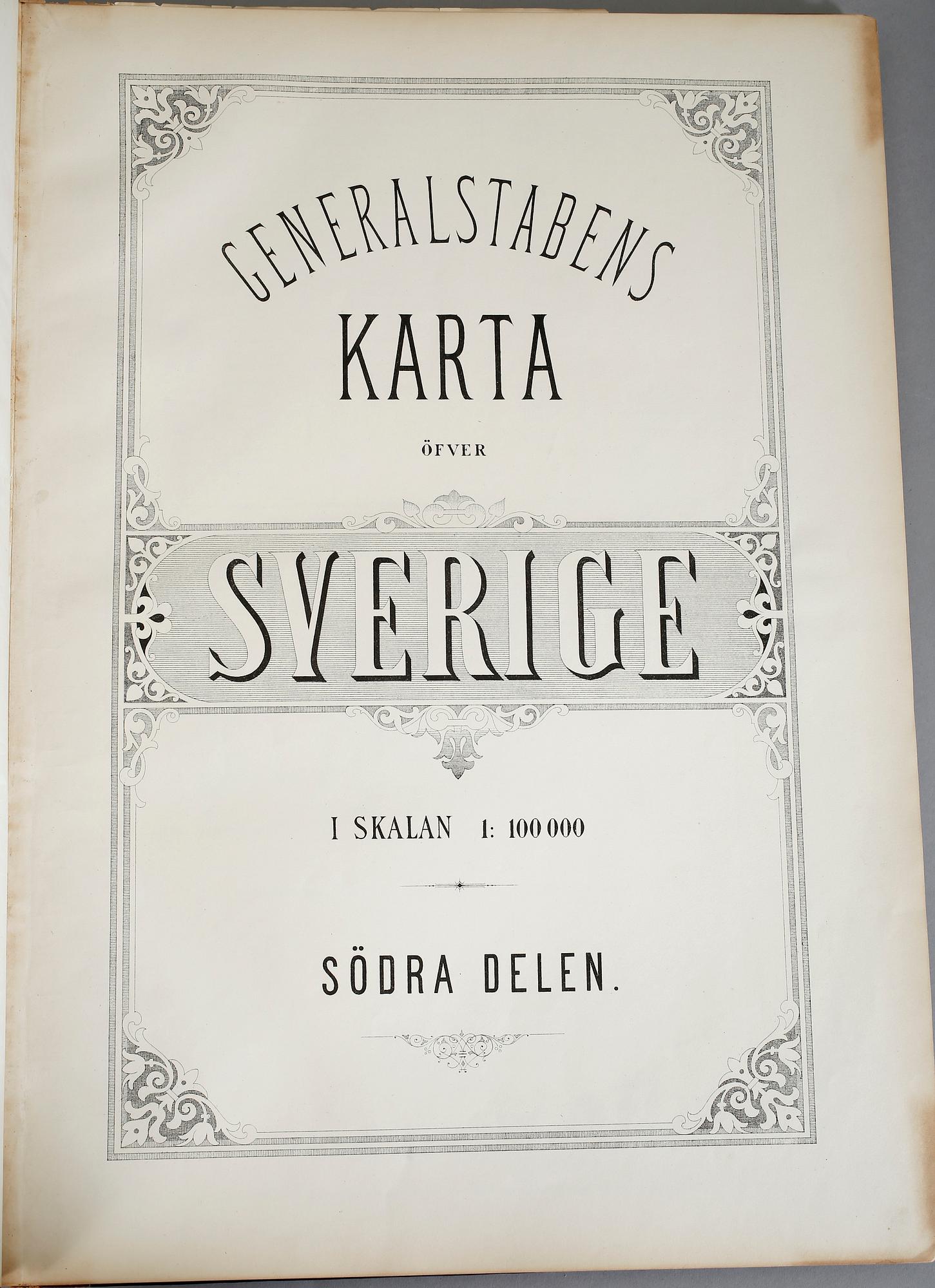 KARTBOK, "Generalstabens karta öfver Sverige", utgiven av generalstabens litografiska anstalt, 1800-talets slut.