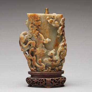 A sculptured stone vase, presumably late Qing dynasty.