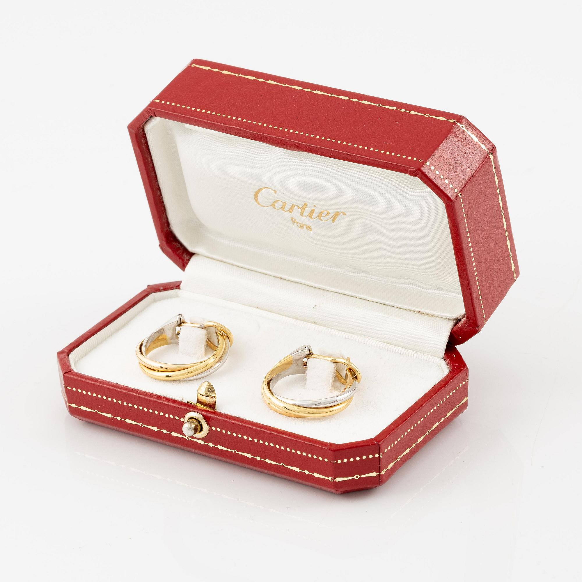 Cartier a pair of "Trinity" earrings 18K gold in three colours.